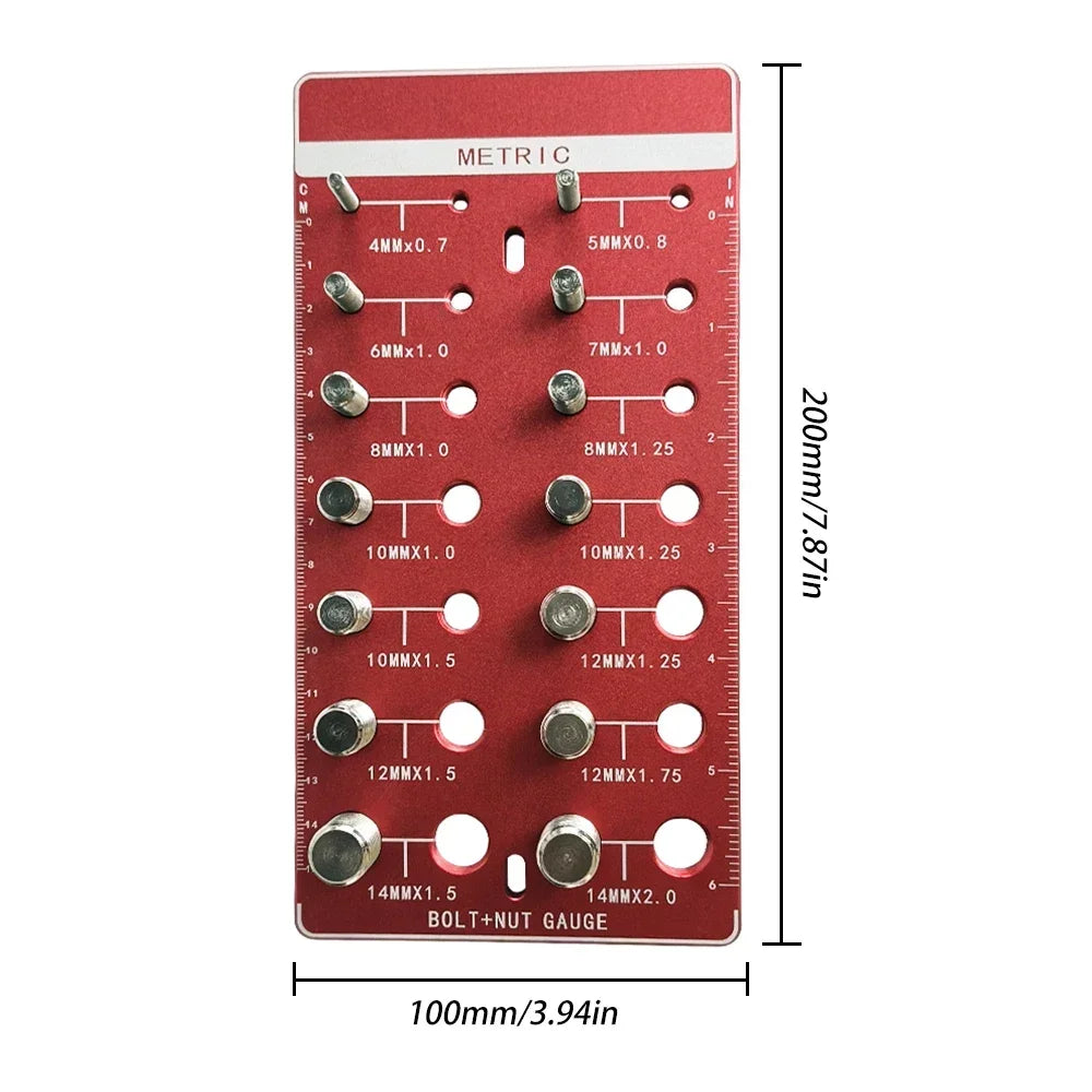 Hread Gauge Nut Bolt Thread Checker Set Bolt Nut Identifier Gauge Inch and Metric Screw Bolt Size Length Checking Measuring Tool