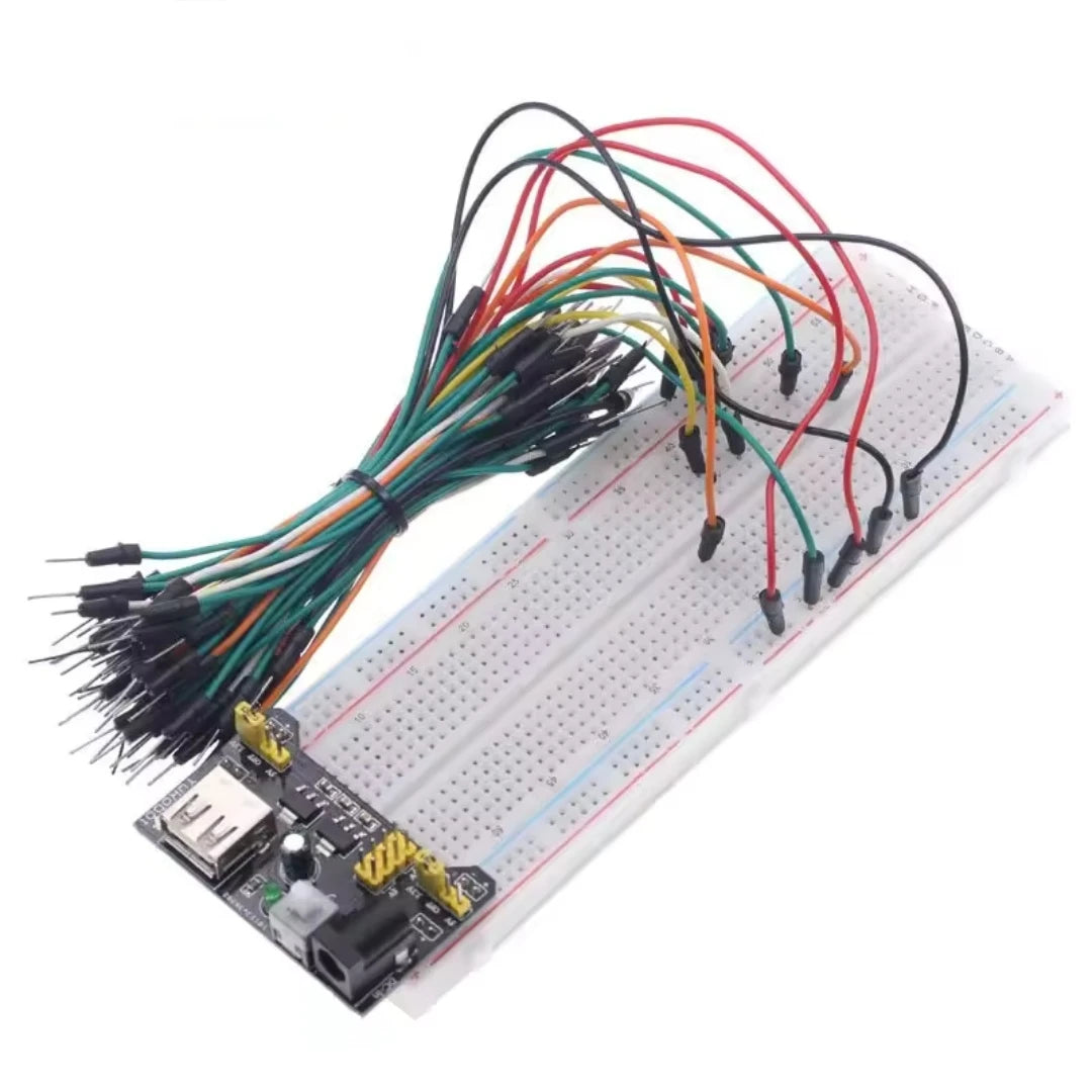MB-102 Breadboard 400 830 Points Solderless PCB Prototype Board MB102 Power Module 65 Flexible Jumper Wires Test Develop DIY Kit