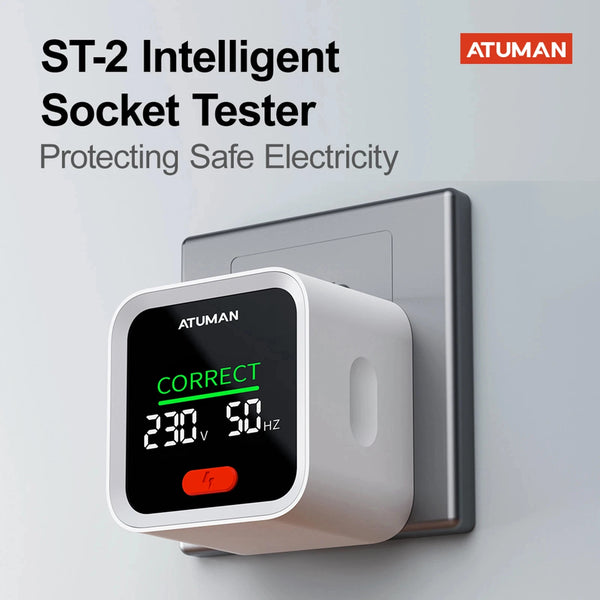 DUKA ATuMan ST2 Socket Tester Smart Socket Detector with LCD Backlit Display  Plug Tester Breaker Finder