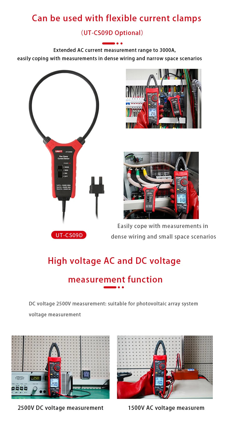 UNI-T UT219PV Clamp Meter Digital 1500V 2500V Bluetooth Multimeter Pliers Ammeter Voltmeter PEAK LPF Photovoltaic Multi Tester