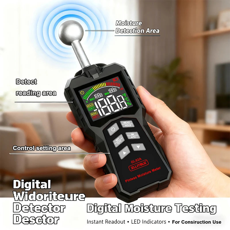 Pinless Wood Moisture Meter Digital Hygrometer Non-contact Timber Damp Detector Wall Humidity Tester Type product image