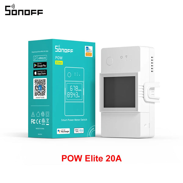 SONOFF POW Elite 16A/20A Smart Power Meter Switch LCD Screen ESP32 Chip 14s Fast Pairing Remote Control By eWeLink Google Home