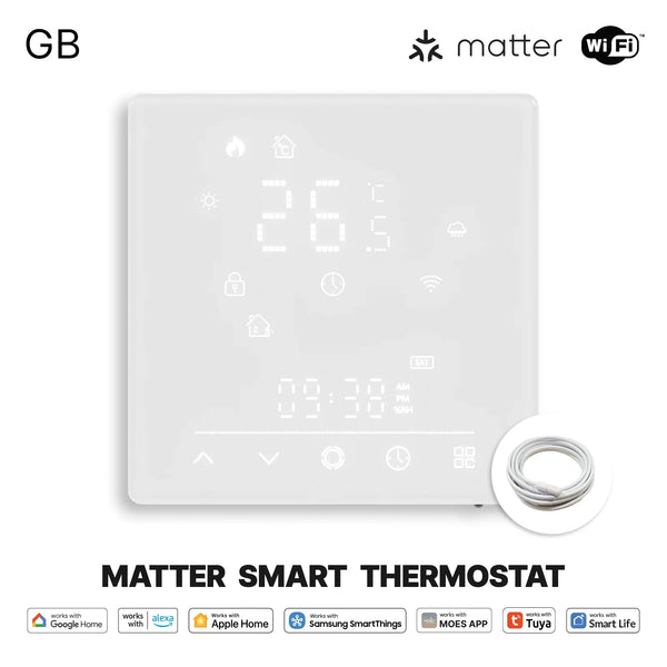 MOES Tuya Matter WiFi Smart Thermostat Temperature Controller Water Boiler Electric Heating With Alexa Google Apple Smartthings