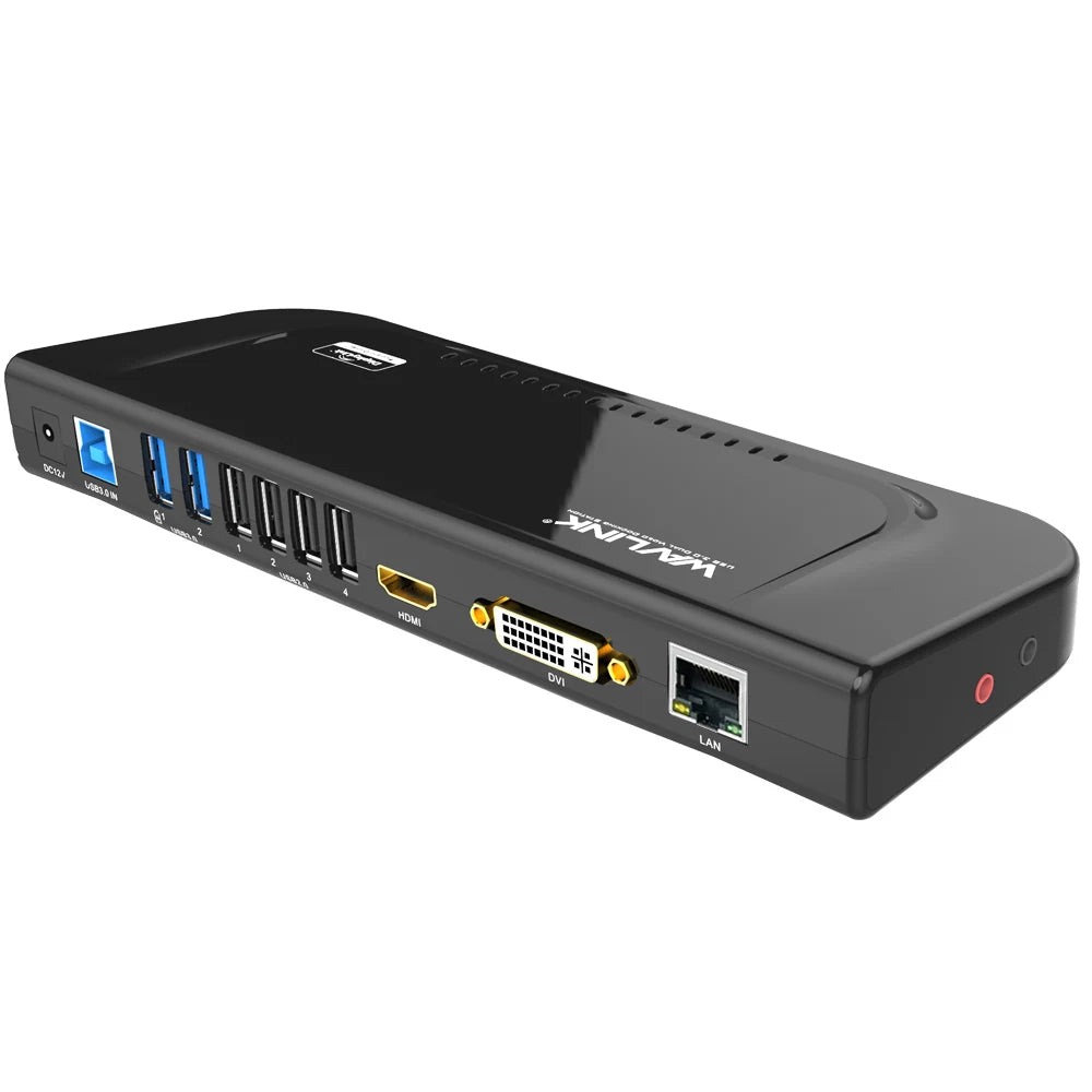 Wavlink USB 3.0 Universal Displaylink Dockingstation, unterstützt Dual 2K@60Hz HDMI/DVI, externes Gigabit-Ethernet für Laptop/PC/Mac