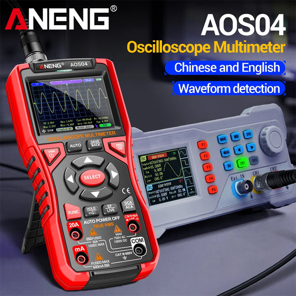 ANENG AOS04 Handheld Oscilloscope Multimeter Digital 50MS/s Sampling Rate Bandwidth Waveform AC Voltage Capacitance Ohm Test Too