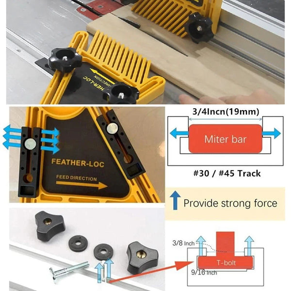 Double Feather Loc Board Featherboard Router Table Block Table Saw Push Block Woodworking Engraving Circular Saw for DIY Tools