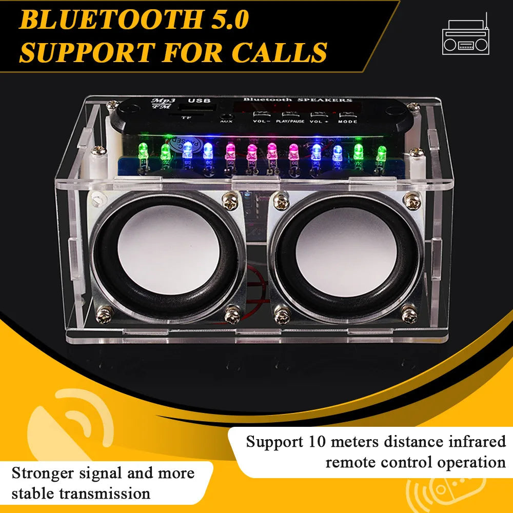 Kit altoparlante Bluetooth fai da te con radio FM 87,5-108 MHz Progetto di saldatura fai da te Kit di elettronica per esercitazioni di saldatura Assemblaggio con chiavetta USB e supporto TF