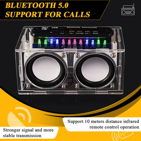 Kit altoparlante Bluetooth fai da te con radio FM 87,5-108 MHz Progetto di saldatura fai da te Kit di elettronica per esercitazioni di saldatura Assemblaggio con chiavetta USB e supporto TF
