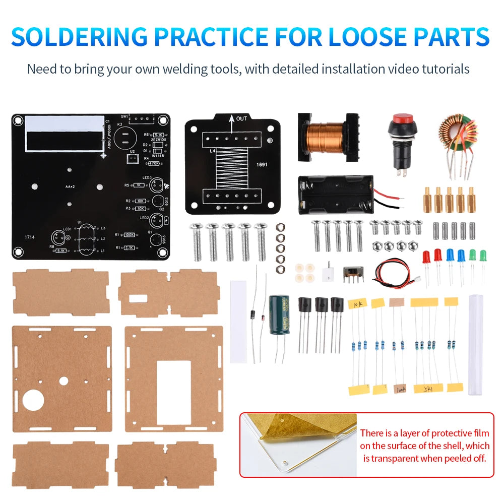 DIY High-Voltage Electromagnetic Cannon Electronic Kit DC3V Enhanced Edition Circuit Board Soldering Practice Kit