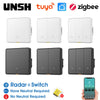 Tuya ZigBee 3.0 Smart Light Switch with 6M Radar Human Motion Detection Alarm Sensor No/Need Neutral Wire  Switch