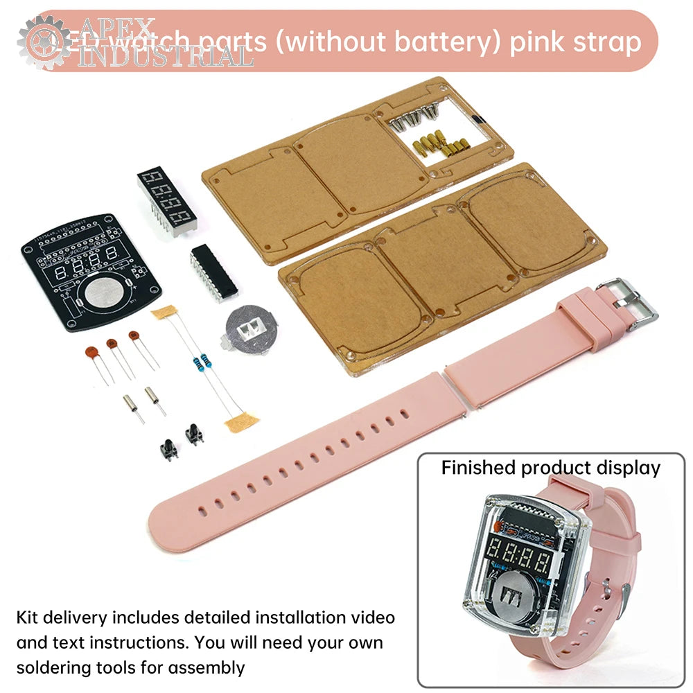 Kit fai da te per orologio elettronico, display digitale a tubo LED, microcontrollore, assemblaggio di circuiti stampati, pratica di saldatura creativa.