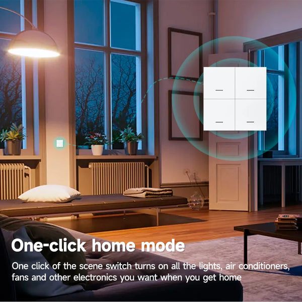 Zigbee 3.0 Wireless Smart Scene Switch Push Button 4 Gang 12 Modes Home Automation Scenario Controller Works With Tuya Devices
