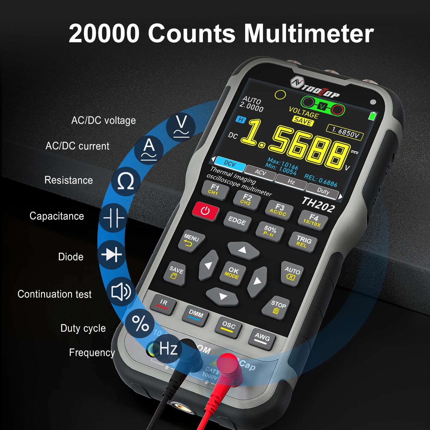 TOOLTOP TH202 4in1 256x192 Thermal Camera 2 Channels 80MHz Oscilloscope Multimeter PCB Thermal Imager Electrical Circuit Repair