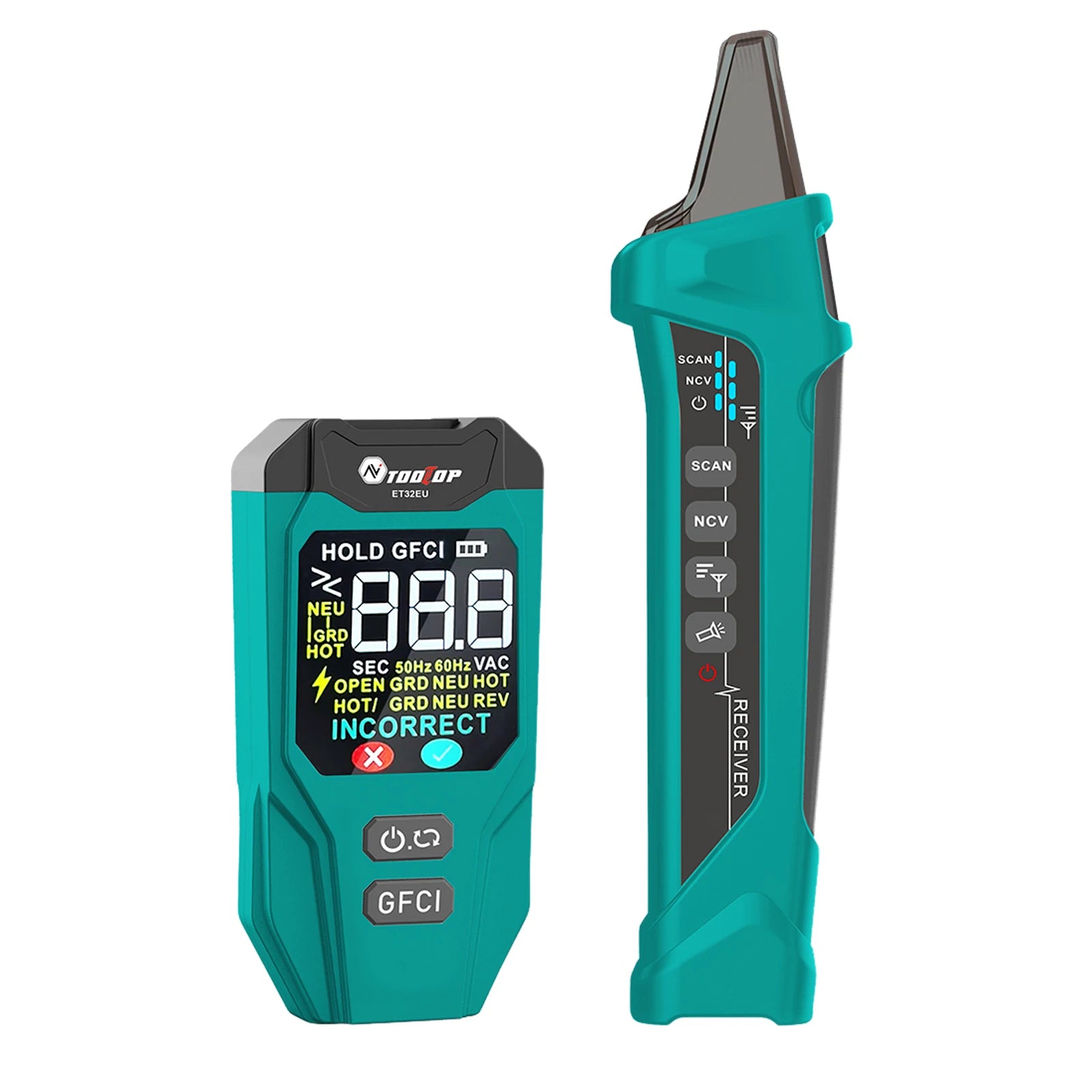TOOLTOP ET32 Digital Circuit Breaker Finder & Socket Tester with GFCI Trip Time Display EU UK US Plug Leakage Current Detector