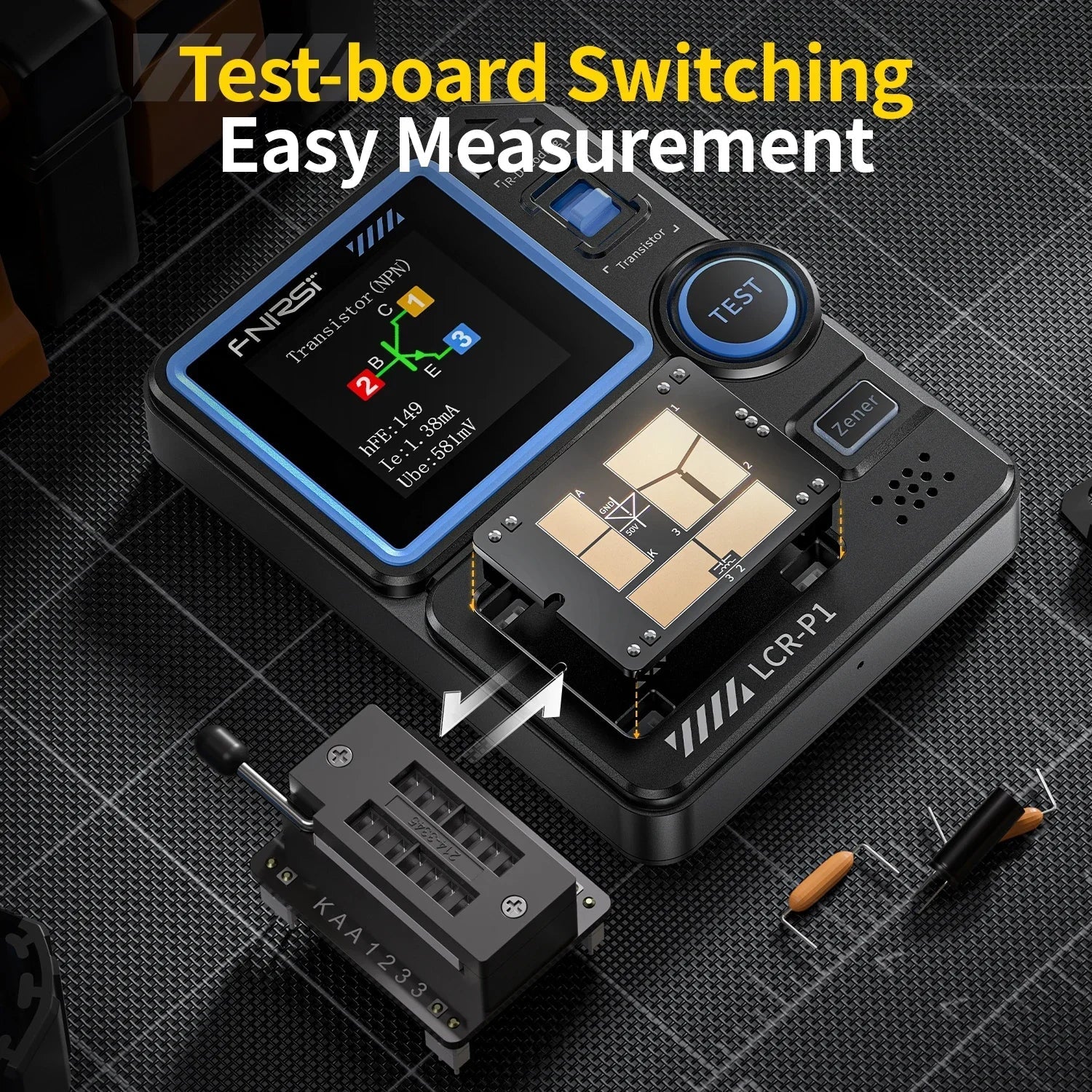 FNIRSI LCR-P1 Multifunktions-Transistortester Kapazitätswiderstand Transistor Diode Triode ESR LCR PNP NPN SMD Testmeter