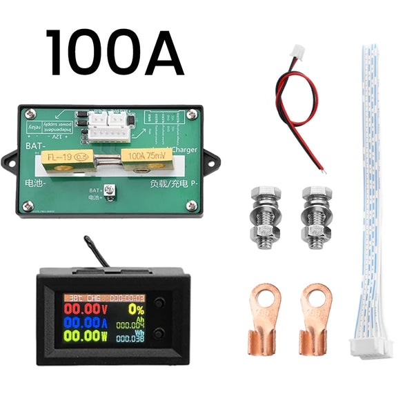 DC7~200V Digital Power Energy Voltmeter Ammeter Bi-Directional Metering Coulometer Battery Tester 9 in 1 Multi-Function Tester
