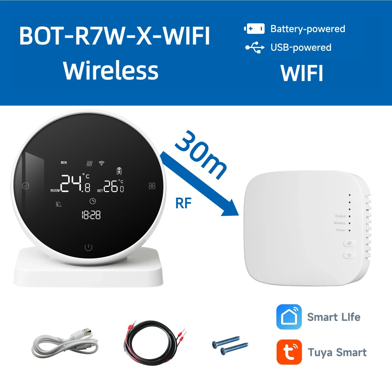 Beok Wireless Wifi Thermostat for Gas Boiler Heating Tuya Battrery RF Temperature Controller Alice Google Home
