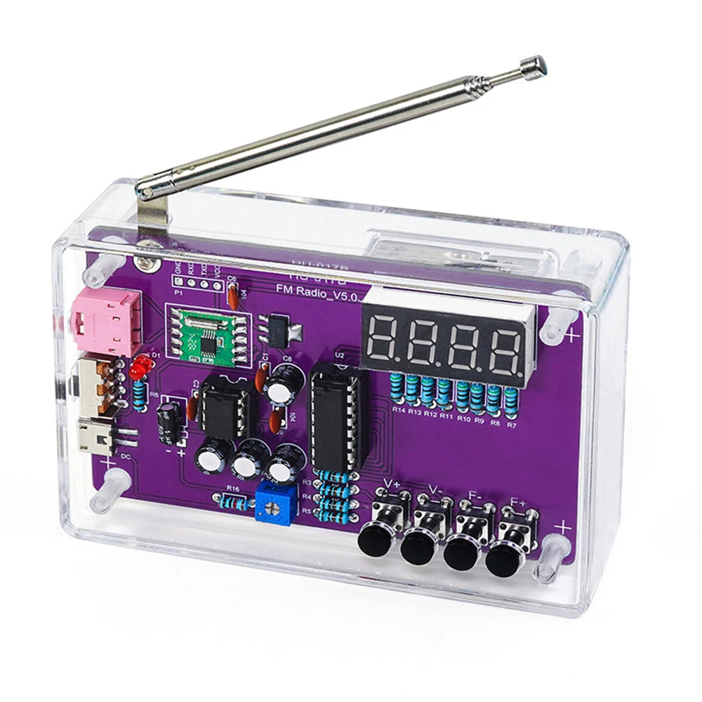 HU-017A/B RDA5807S Kit radio FM fai da te con componenti elettronici, set di apprendimento 87-108 MHz, kit elettronico fai da te
