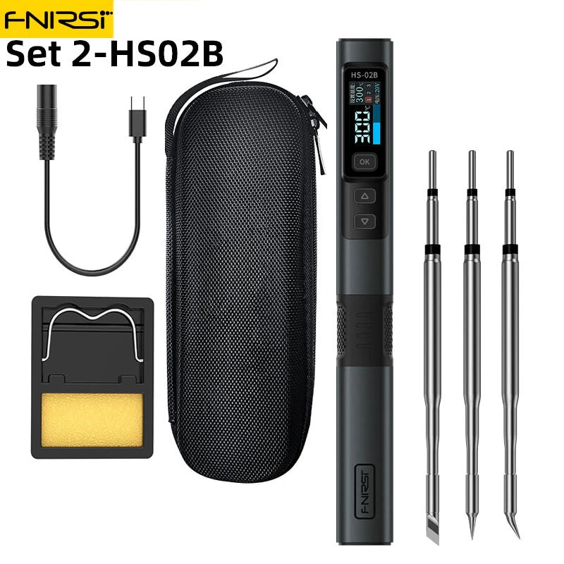 FNIRSI HS-02  Soldering Iron Smart Electric Kit Portable Digital  PD100W Adjustable Temperature  Fast Heating Repair  Tool