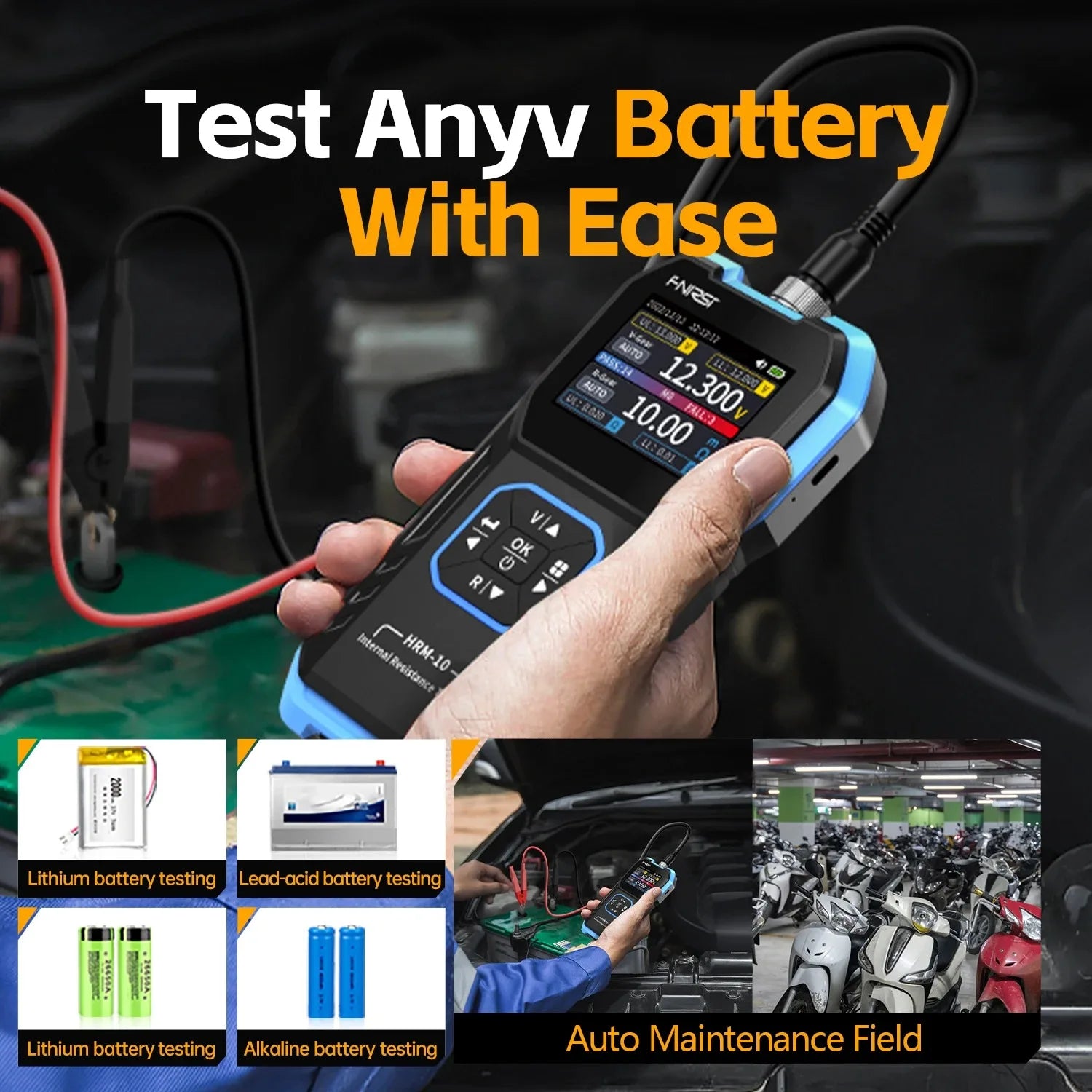 FNIRSI  HRM-10 Battery  Voltage Tester Tool Internal Resistance18650 Lithium Aluminum Acid Capacity  Car Battery  Electric  Tester