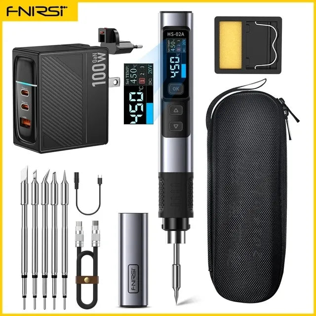 FNIRSI HS-02  Soldering Iron Smart Electric Kit Portable Digital  PD100W Adjustable Temperature  Fast Heating Repair  Tool