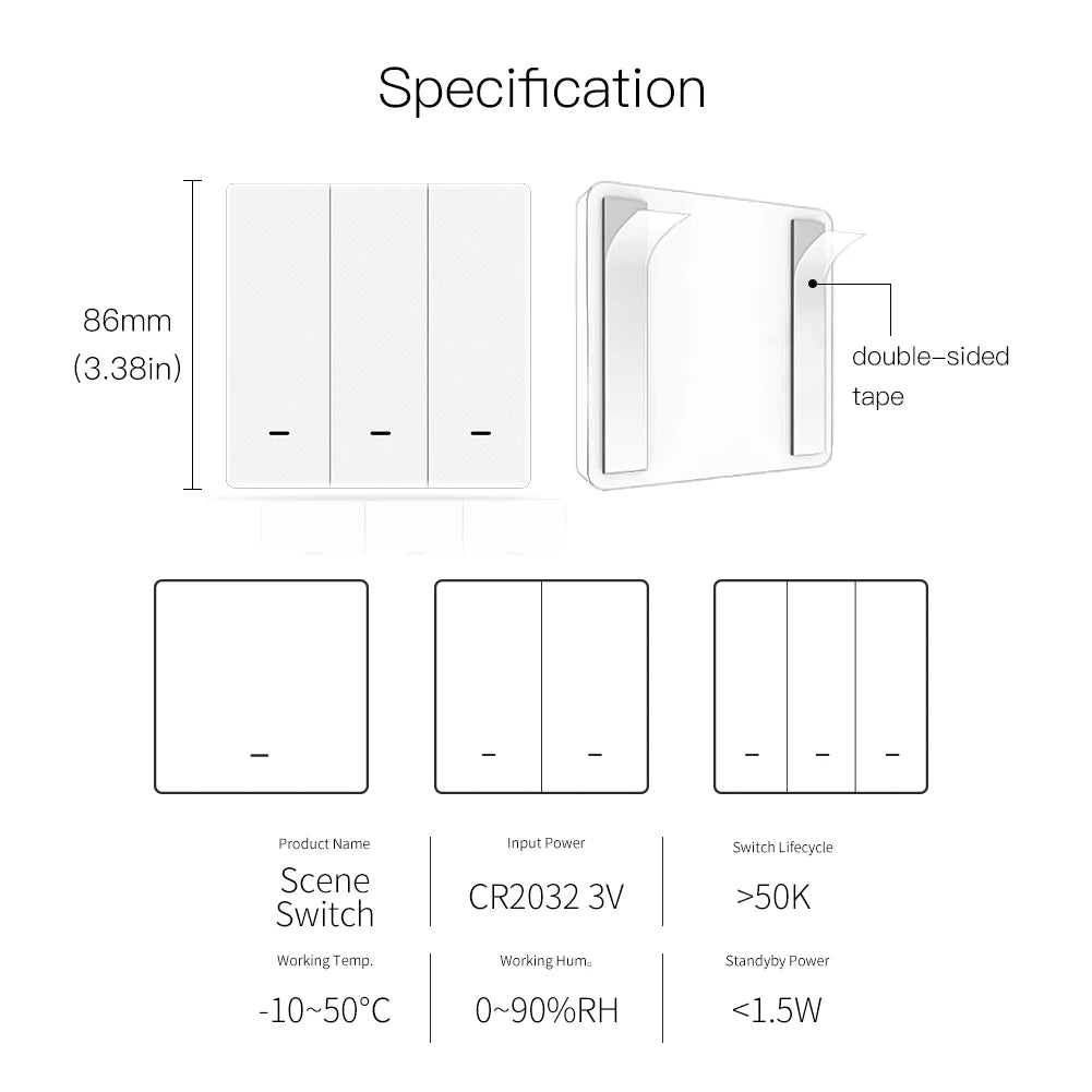ZigBee Scene Switch Remote Panel Wall Push Button Home Wireless Control Battery Powered Automation For Tuya Smart Life Devices