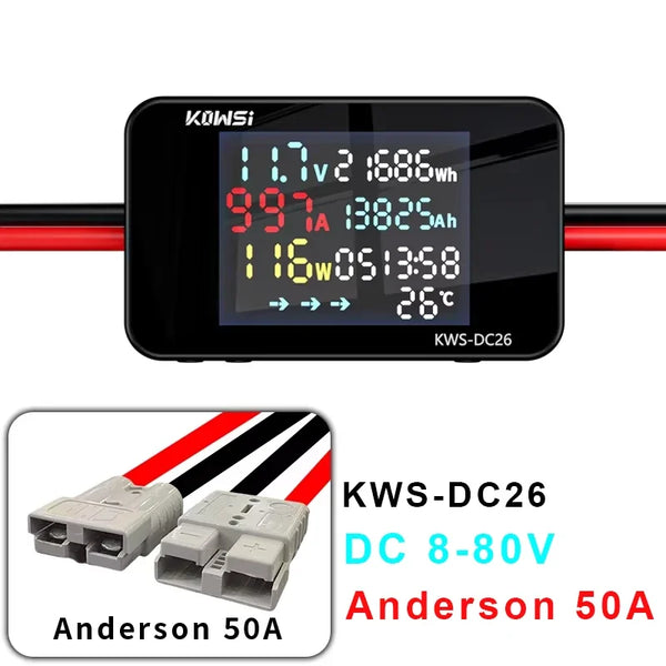 Battery Charging Tester Voltmeter Ammeter DC8-80V Voltage Current Power Test XT60 XT90 Interface For Electric Vehicle Motorcycle