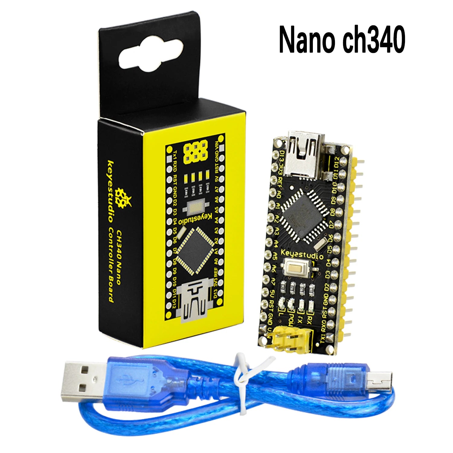 Keyestudio16MHz ATMEGA328P CH340 NANO Development Board With Bootloader+USBCable Compatible with Arduino NANO DIY Electronic Kit
