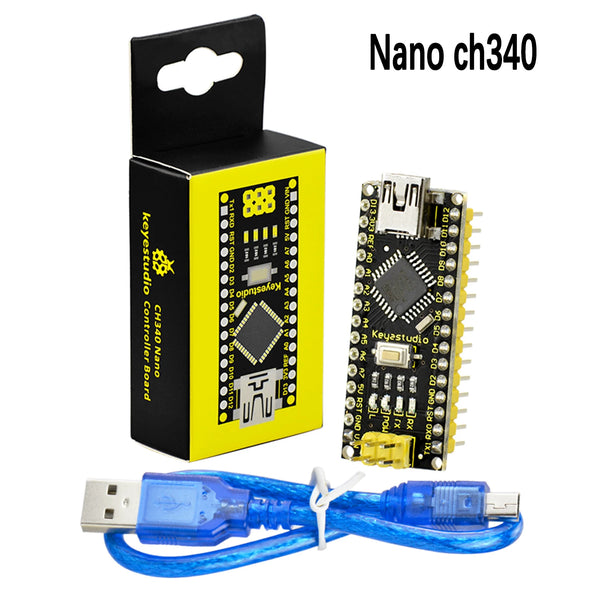 Keyestudio16MHz ATMEGA328P CH340 NANO Development Board With Bootloader+USBCable Compatible with Arduino NANO DIY Electronic Kit