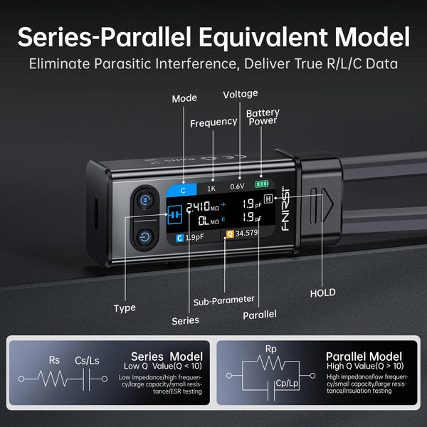 FNIRSI LCR-ST2 2-in-1 Digital Tweezer Bridge LCR ESR Meter SMD Test Kelvin Clip Electronic Component Multifunctional Tester Tool
