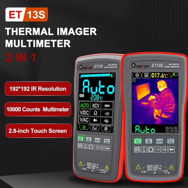 ET13S 2in1 Wärmebild-Multimeter 10000 Zählt Zählt 2,8-Zoll-Touchscreen -20 ℃ bis 550 ℃ Temperaturmessung IR-Kamera 