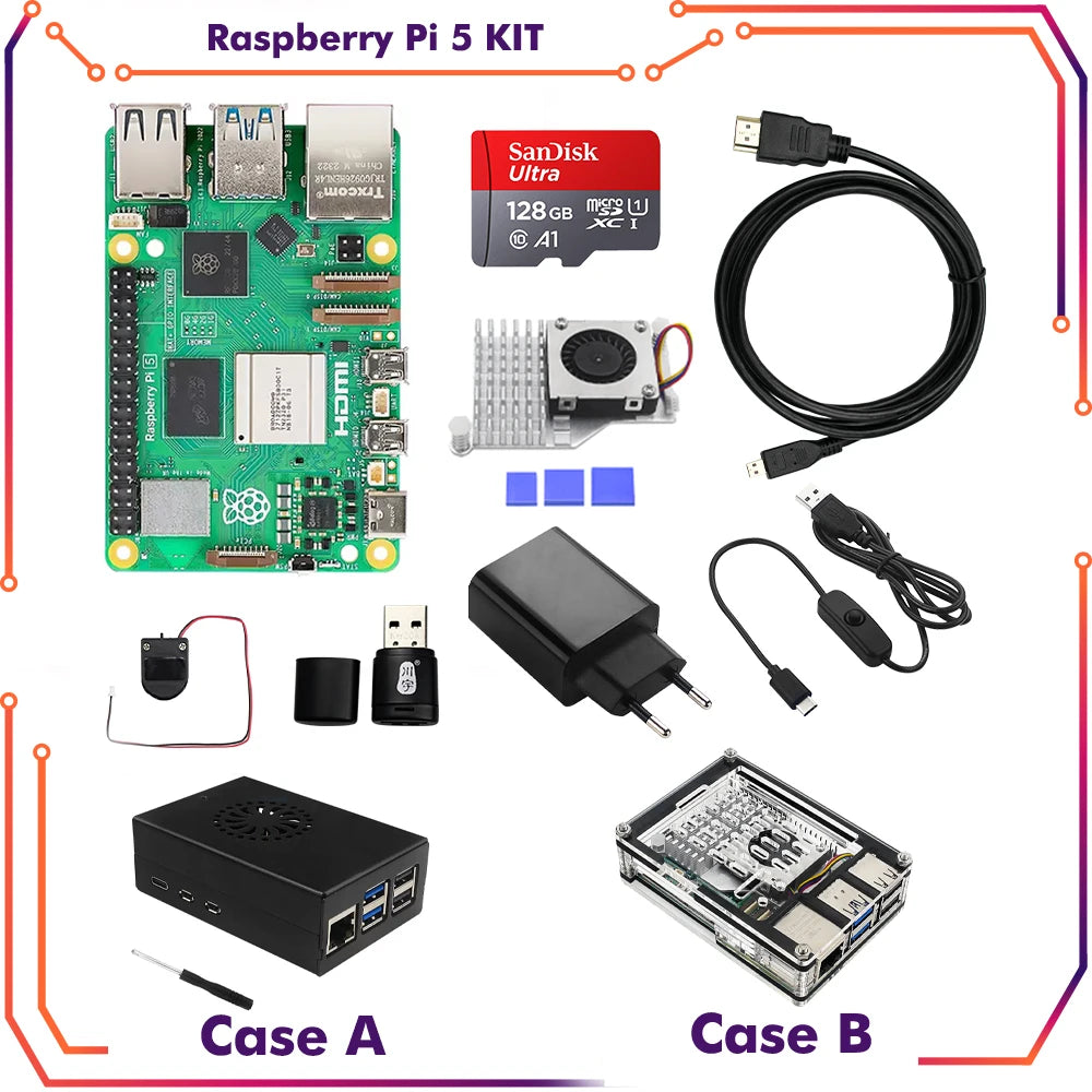 Raspberry Pi 5 4GB 8GB RAM Dev Board Computer 2.4GHz Cortex-A76 CPU VideoCore VII GPU Optional Case Fan Power Supply for Pi5