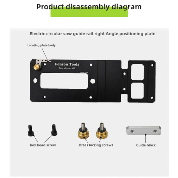 Circular Saw Track Saw Square Guide Rail Clamp 90 Angle Stop Right Angle Position Plate for Festool & Makita Rail Accessory Tool