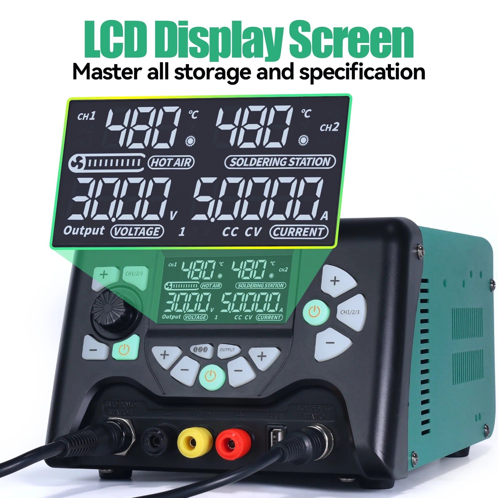 YIHUA 853D 5A II DC Power Supply With 970W Hot Air Soldering Station 3 in 1 Soldering Iron Rework Station Repair Welding Tools