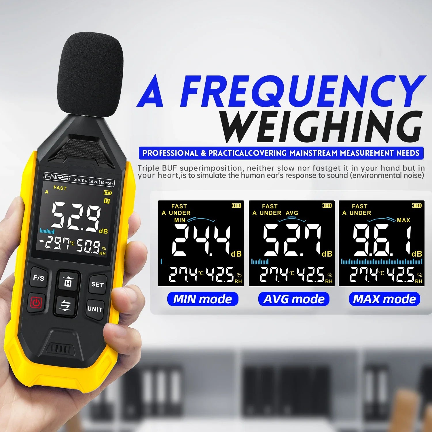 FNIRSI FDM01  Noise Digital  Sound Level Meter Noise Measuring Instrument Measuring Instrument HandheldDB Meter 30~130dB Audio