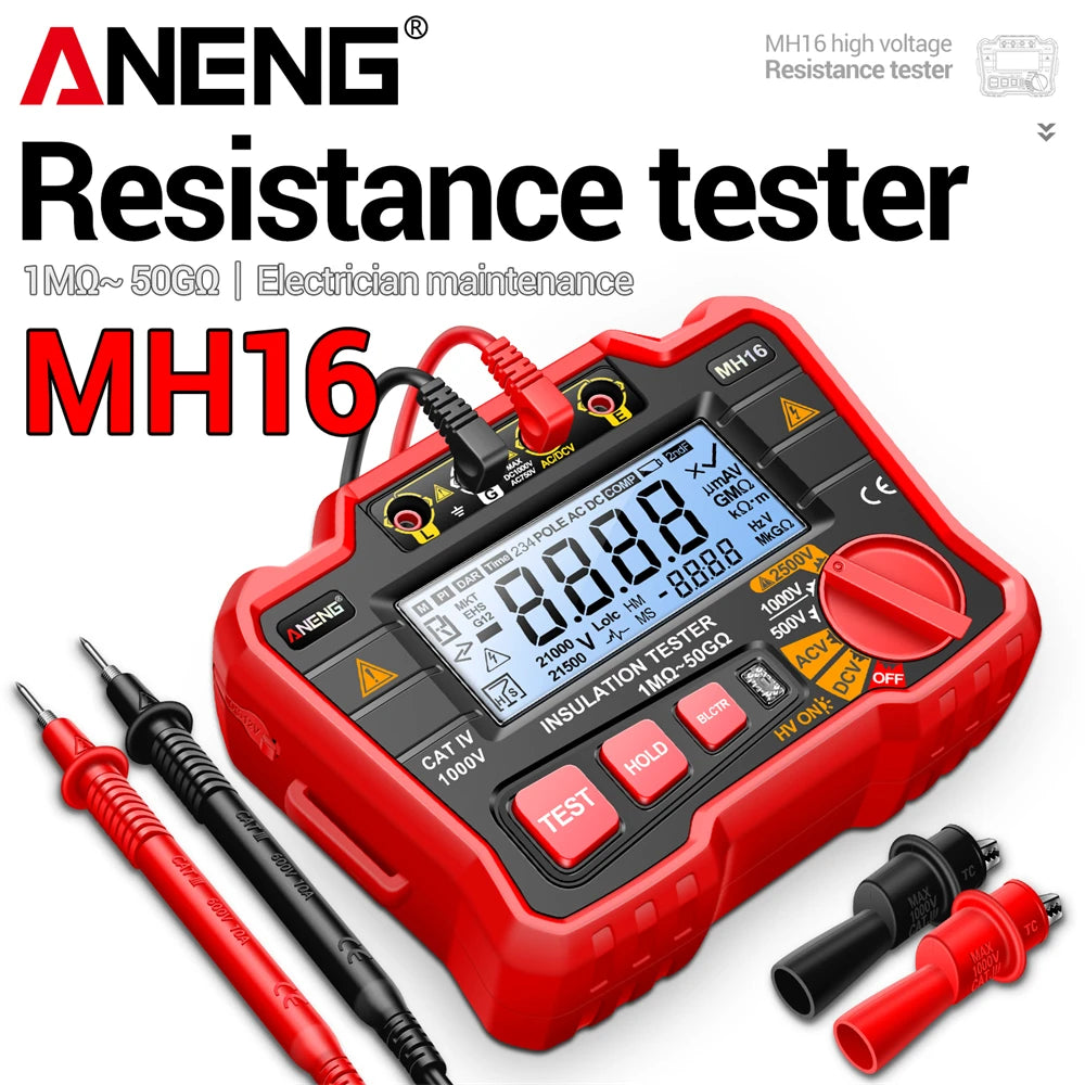 ANENG MH16 Ohm Tester Digital Multimeter Megometro Isolierung Erde Hochspannungswiderstand Meter Tester Megohmmeter Werkzeug ﻿