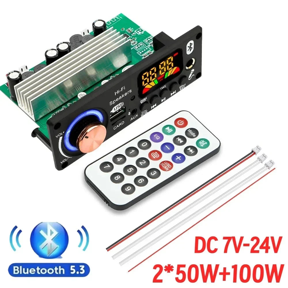 200W DIY Home Digital Amplifier MP3 Decoder Board 100W Audio Power Bluetooth 5.3 FM For detail image 8