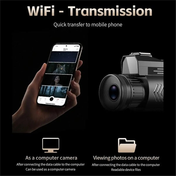 D12 4K digitális éjjellátó monokuláris 28X infravörös éjjellátó szemüveg 68MP digitális zoom Wifi teleszkóp kempingezéshez