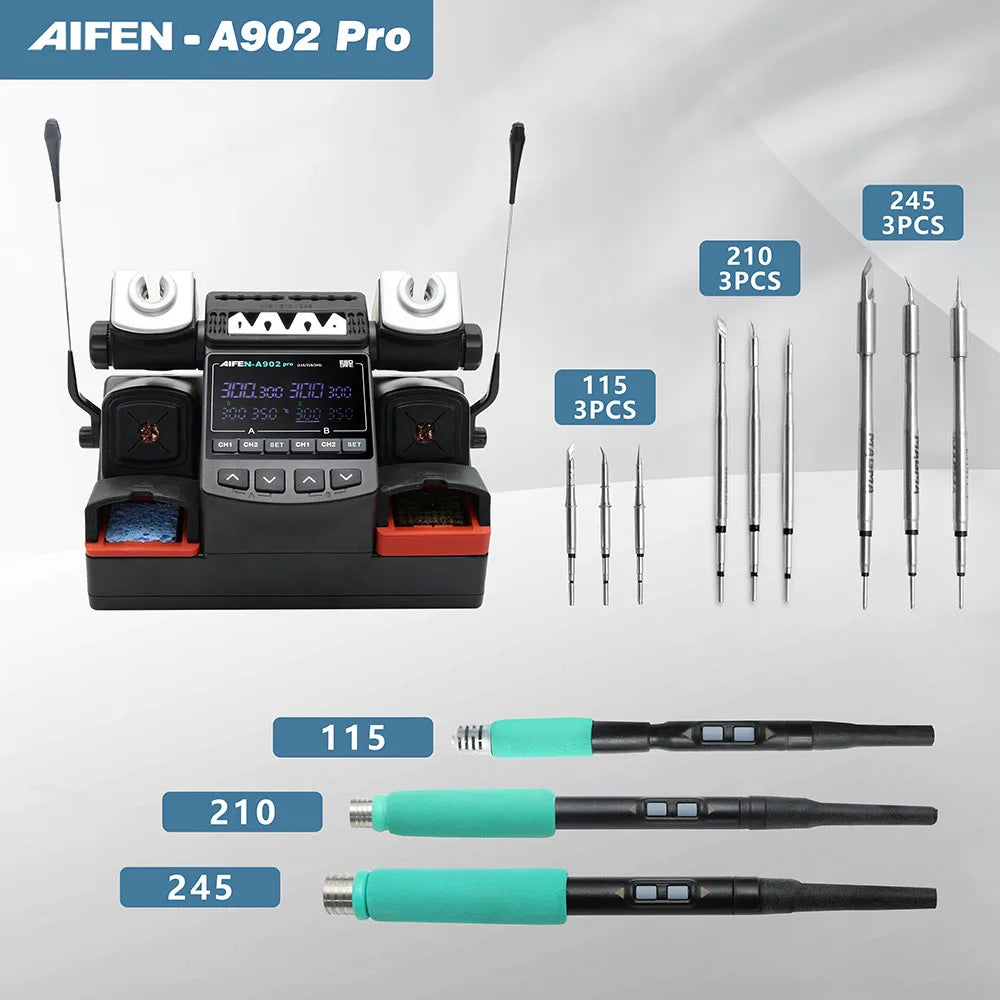 AIFEN A902PRO Soldering Station C115 C210 C245 Double Station Welding Rework Station For Cell-Phone PCB IC Repair Solder Tools