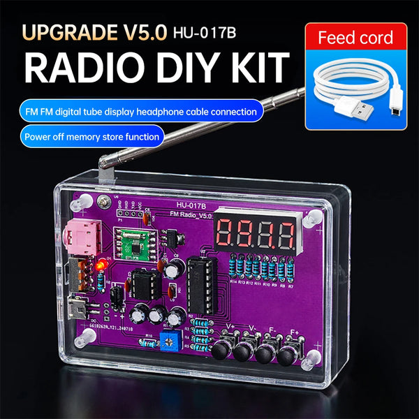 HU-017A/B RDA5807S Kit radio FM fai da te con componenti elettronici, set di apprendimento 87-108 MHz, kit elettronico fai da te