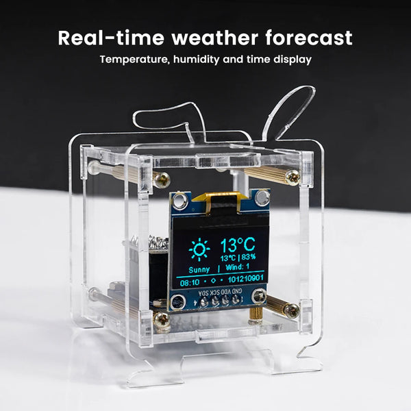 ESP8266 DIY Digital Clock Kit 0.96 Inch Mini Weather Clock WIFI Soldering Practice Electronic Multifunctional Weather Station