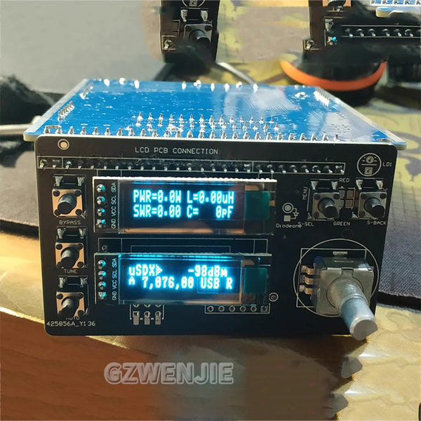 uSOTA-ATU USDX HF QRP SDR Transceiver Built-in ATU-100 Antenna Tuner with Dual OLED Displays 8 Bands Design