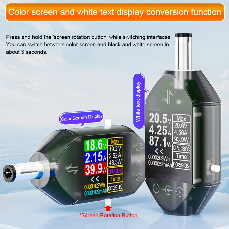 600W DC4.5-50V Max 12A High Precision Digital Voltage Current Tester DC5.5x2.5 Instrument Power Capacity Meter DT550