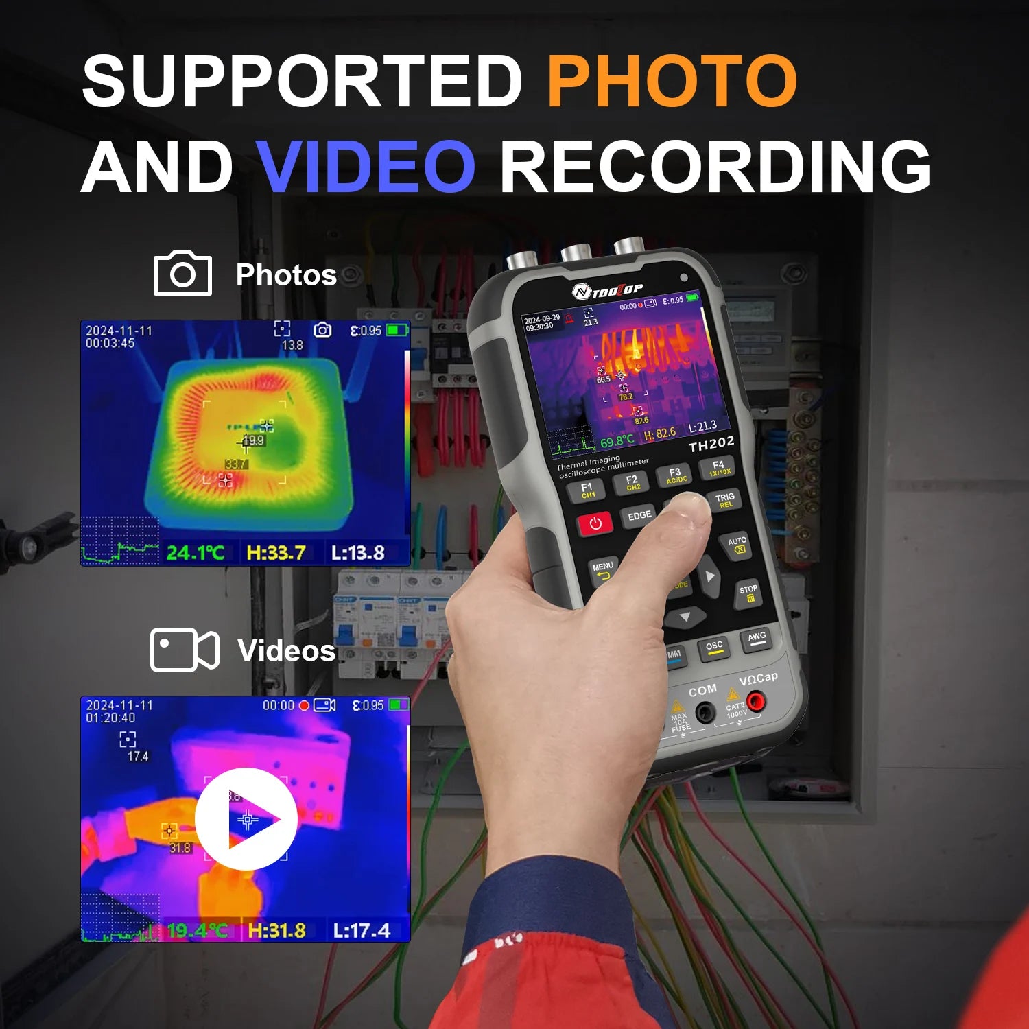 TOOLTOP TH202 4in1 256x192 Thermal Camera 2 Channels 80MHz Oscilloscope Multimeter PCB Thermal Imager Electrical Circuit Repair
