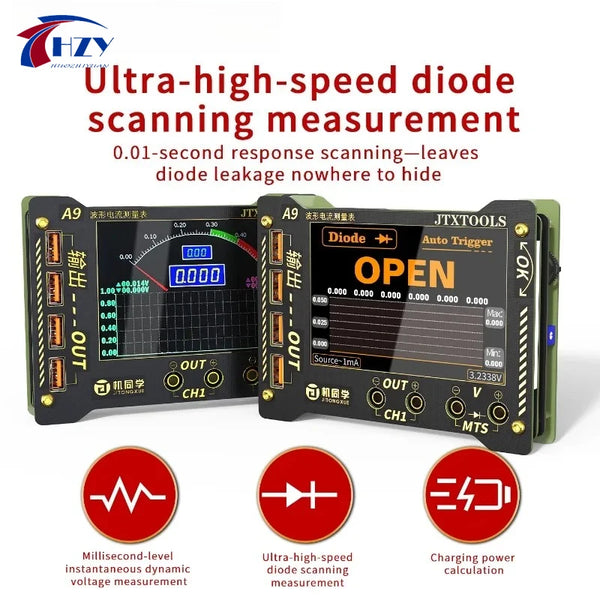 JTX A9 Waveform Multi-function Measurement Meter A9 High-Precision Voltage Current Sampling Screen Recording on Host Computer