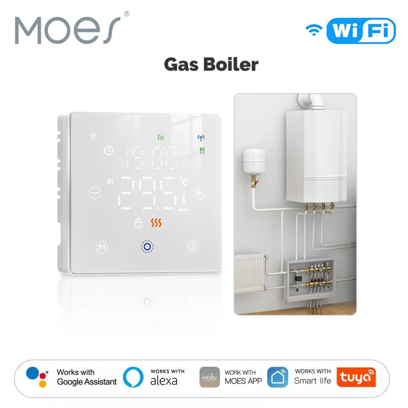 MOES Tuya Smart WiFi/Zigbee Smart Thermostat Low Battery-Powered Gas Boiler Temperature Controller Work with Alexa Google Home