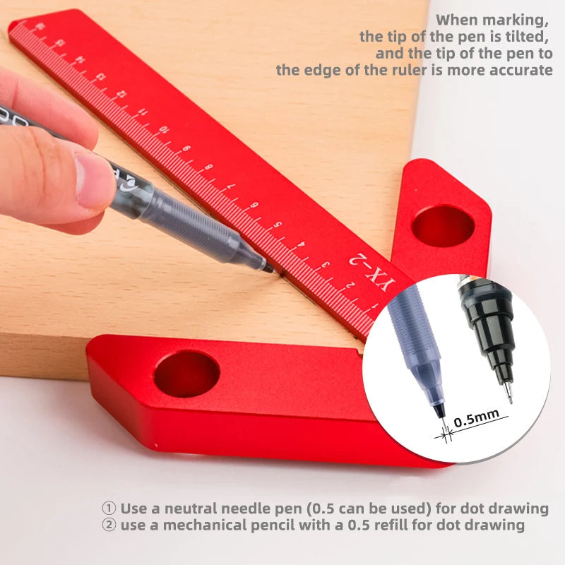 45/90 Degree Center Marking Gauge, Center Finder, Line Scriber, 45 Right Angle Measuring Tool, Woodworking Carpenter Ruler Tools