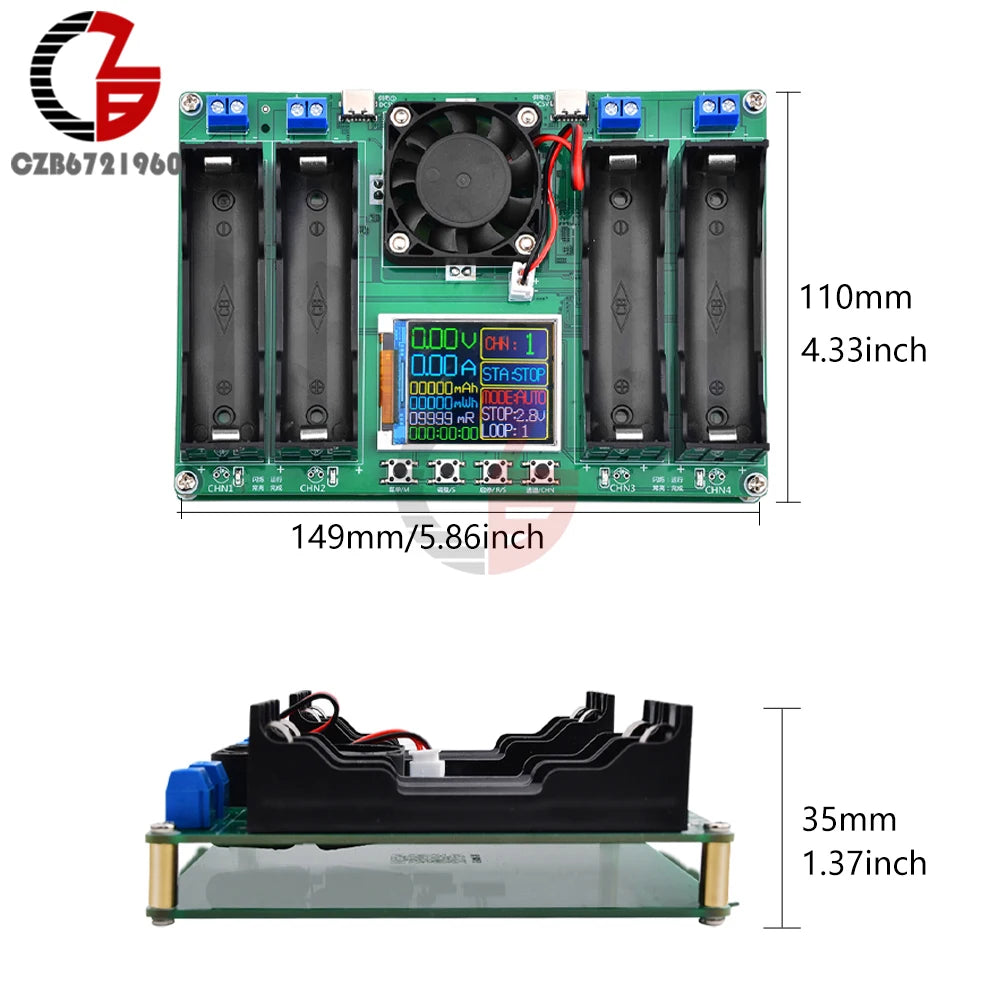 18650 Lithium Battery Capacity Tester Module MAh MWh Digital Battery Power Detector Module 18650 Battery Tester Type-C Auto Char