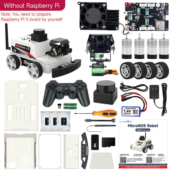 Raspberry Pi 5 ROS2 Robot Car Kit With TOF Lidar Support AI Visual Recognition SLAM Mapping Navigation Electronic Education Set