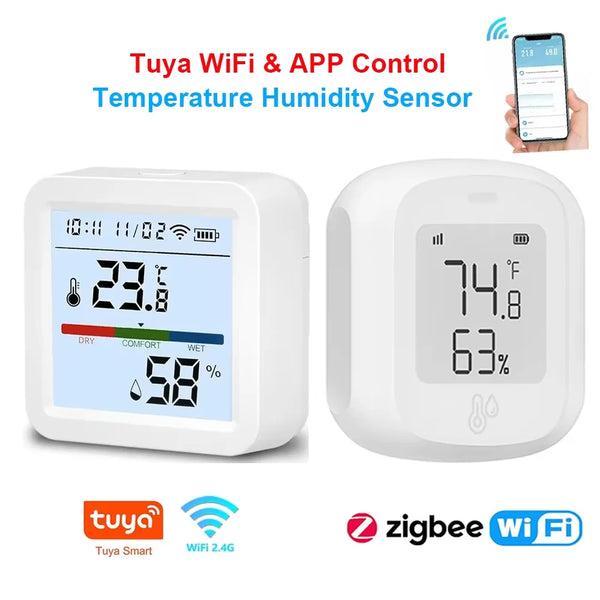 Tuya Smart WiFi Bluetooth Temperature Humidity Sensor Wireless Home Backlight Thermometer Hygrometer APP Remote Control Detector